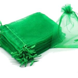 20 Vibrant Green Organza Party Favor Bags